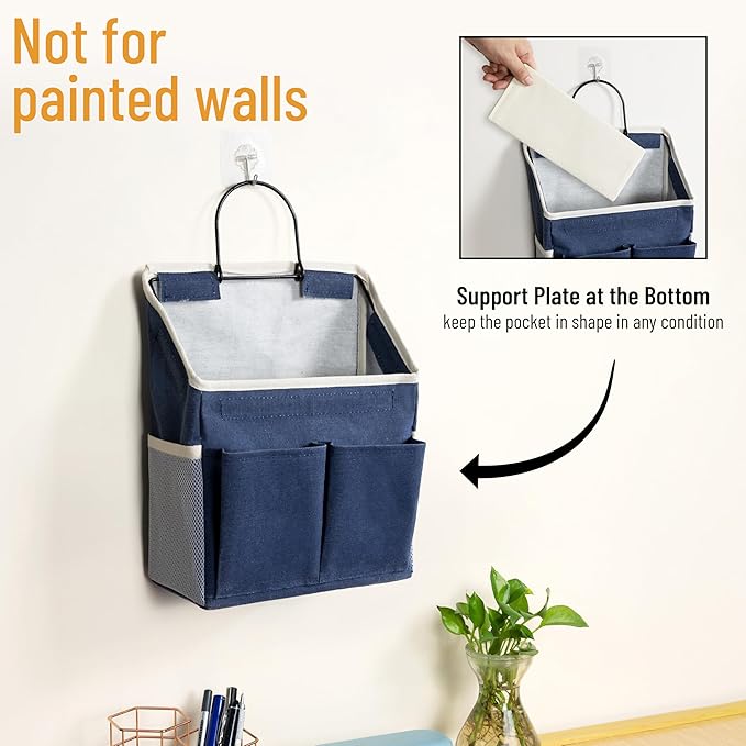 2pcs Wall Hanging Storage Bag, Small Door Closet Linen Fabric Pockets Organizer