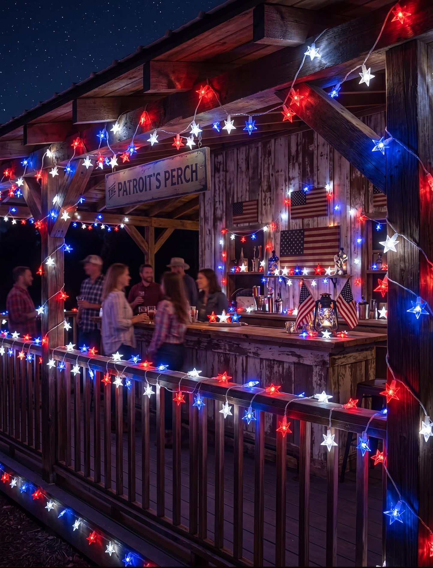 13.6Ft Red White and Blue Star String Lights, 35 LED Patriotic Lights for Flag Day 4th of July Decorations, Waterproof Plug in Fairy Lights for Indoor Outdoor Fence Backyard Patio Independence Day