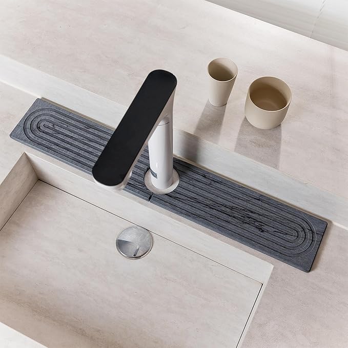Stone Faucet Mat for Kitchen Sink, Quick Drying Mats, Water Absorbing Guard &