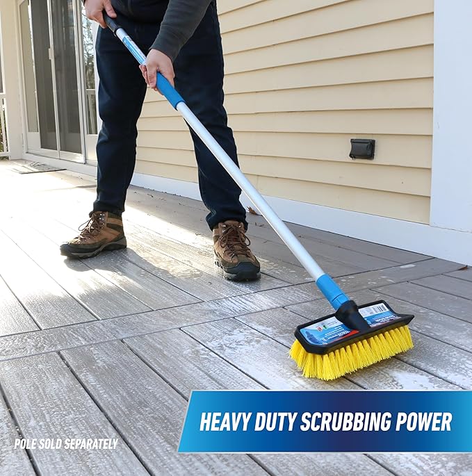 Unger Professional HydroPower Lock-On 10” Bi-Level Scrub Brush, Cleaning