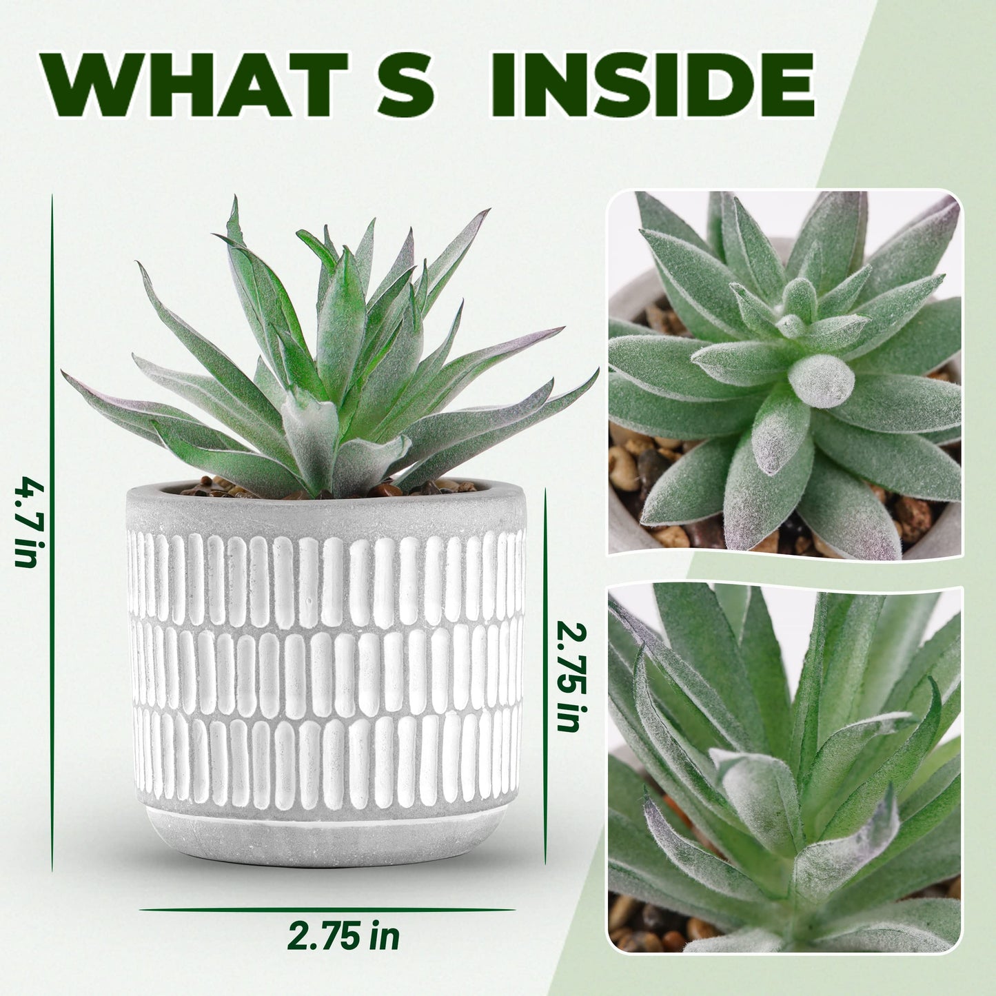 Der Rose Set of 2 Succulents Plants Artificial Fake Cactus Plants for Living Room Bathroom Bedroom Aesthetic Home Shelf Decor
