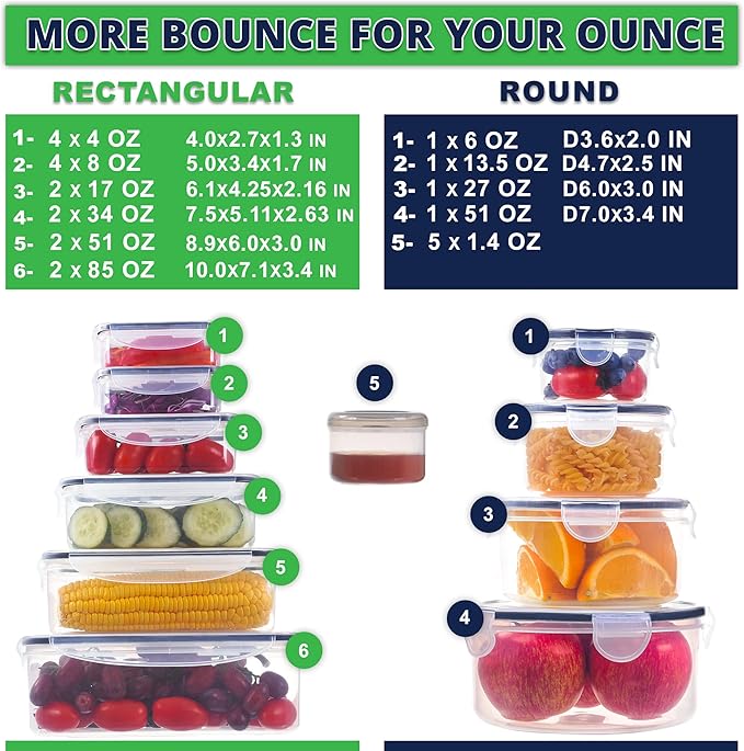 RockBerry 50 Pcs Large Food Storage Containers