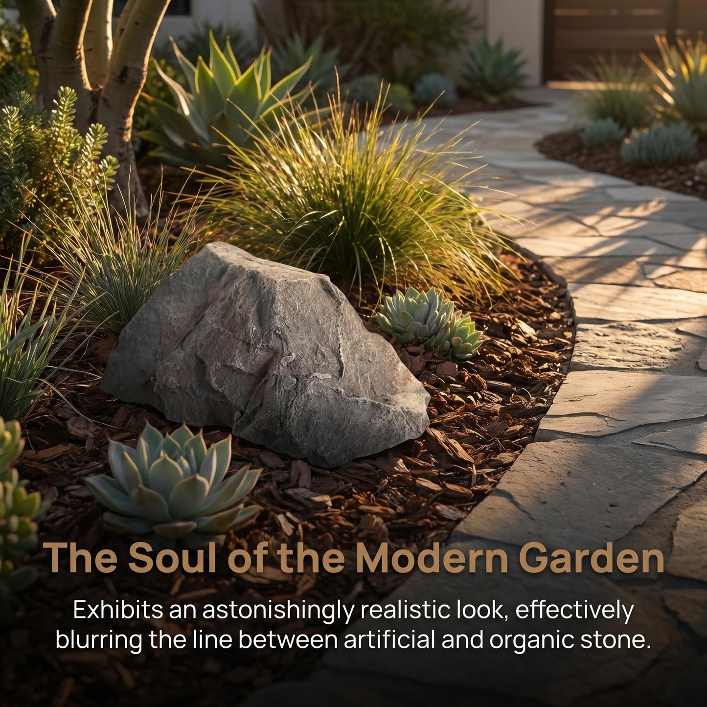 MYCENSE Artificial Rock Natural Texture PU Realistic Sandstone Landscape for Decor Community Courtyard Supermarkets Parks Offices, Style A 32x25x17cm Gray