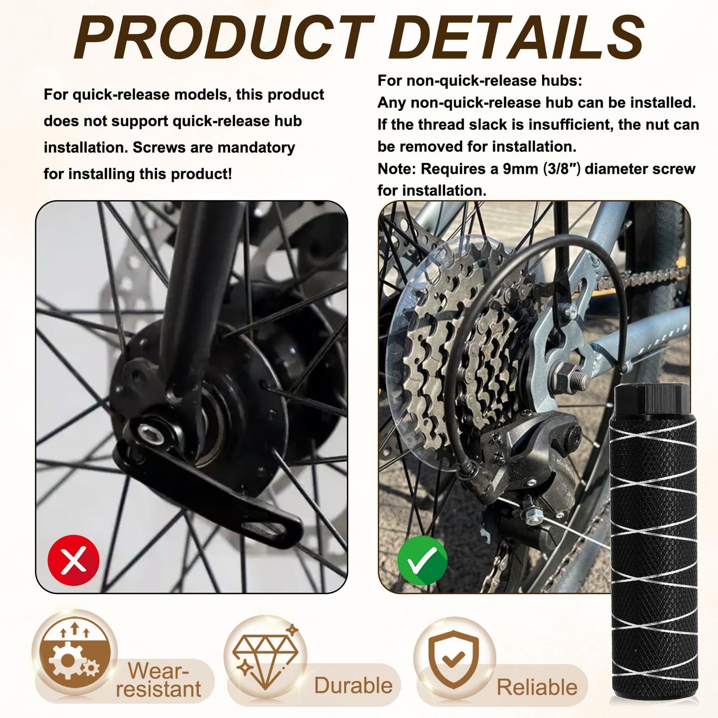 PATIKIL Bike Pegs Fit 3/8 Inch Axles, 2 Pack Aluminum Alloy Anti-Skid Lead Foot Small Bicycle Peg Back Seat Stands with Thin Line for BMX Mountain Dirt Bike Cycling Rear, Dark Black