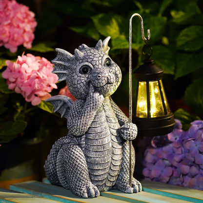 Qeeman Solar Dragon for Garden Decor: Weatherproof Resin Statues