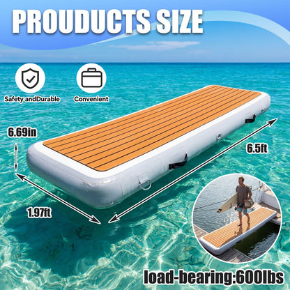 Teyva Daily Inflatable Gangway for Boats and Yachts, 6.56 ft Gangway for Boat Dock, Portable, Durable PVC, Non-Slip Surface, Stainless Steel D-Rings, for Sport Yacht Dock Water Platform