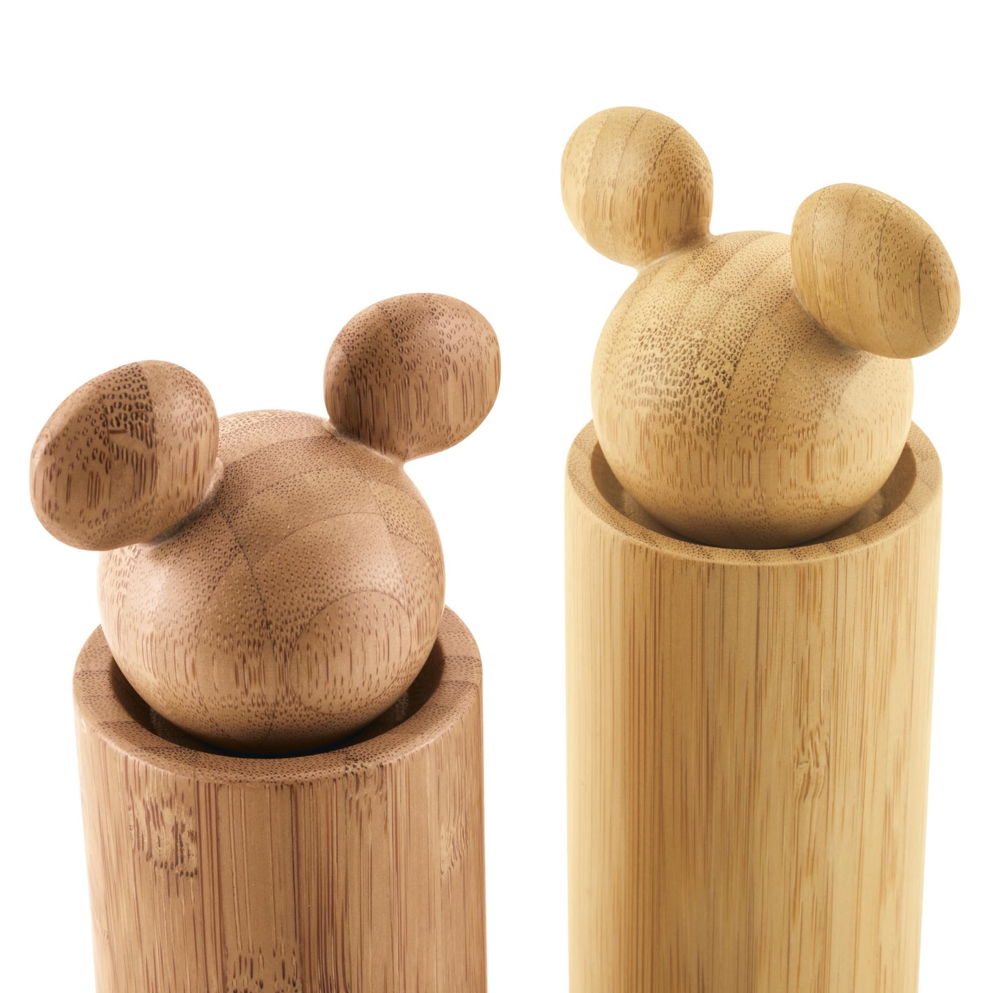 Disney Home Monochrome Bamboo Salad Server/Wood Serving Utensils with Salt and Pepper Grinder Set, 4 Piece - Bamboo