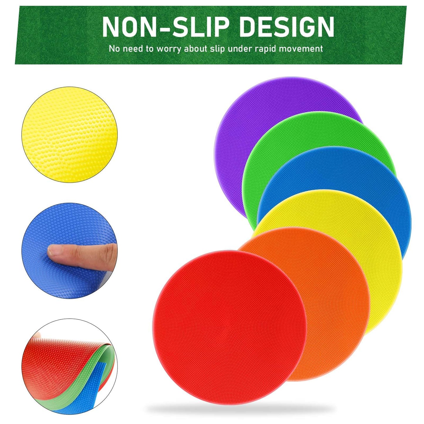 ZIECE 60 Pcs Poly Spot Markers Non-Slip Rubber Floor Dots for Gym, Flat Cones Agility Markers Poly Dots for Gym Floor Spot Markers for Sports Soccer Basketball Speed Agility Training Dance Classroom