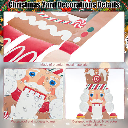GlikCeil 2Pcs 6ft Large Metal Gingerbread Christmas Nutcracker Outdoor Decoration Xmas Nutcracker Yard Signs Christmas Tall Metal Soldier Stakes Ornament for Holiday Garden Lawn Porch Pathway