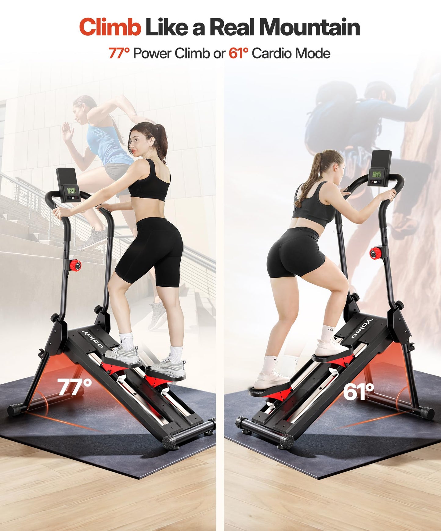 YOLEO Magnetic Stair Stepper for Home, 16-Level Resistance up to 130LB, Folding Stair Climber with 28'' Stride, Quiet Cardio Stair Machine with HR Sensor & 660LB Capacity