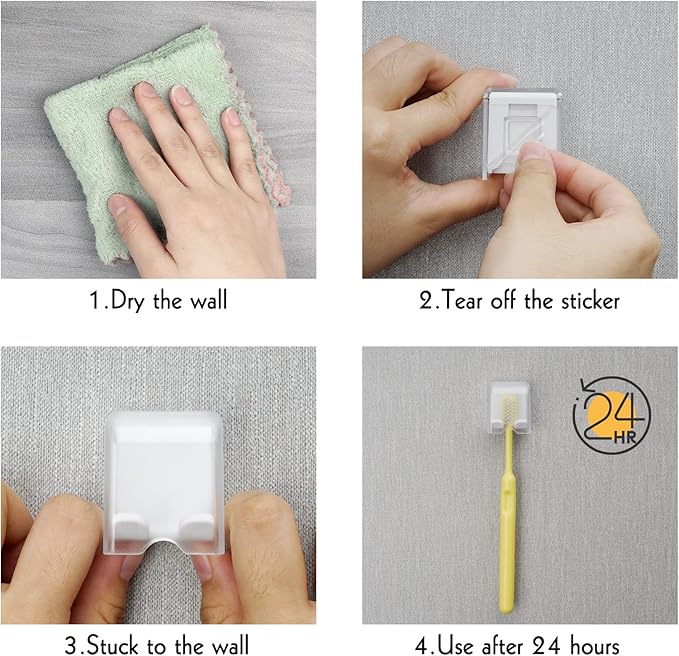 4 PCS Toothbrush Holder Wall Mounted