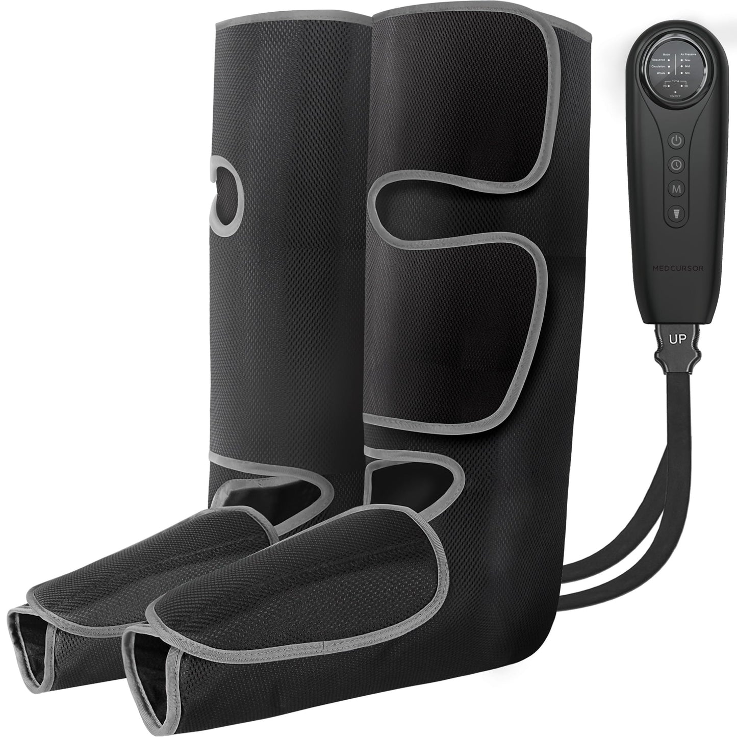 Medcursor Air Compression Leg Massager, Calf and Foot Massager for Circulation and Swelling Relief, Adjustable Massage Boots for Home Office Use - 3 Modes, 3 Intensities, 2 Timers, No Heat