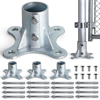 Epcee Post 2.5" (2 3/8" OD) Chain Link Fence Post Floor Flange Bracket, for Chain Link Fence Posts, Mailboxes, and Other Steel Round Post Galvanized Anchor Flange Bases (4 Pack)