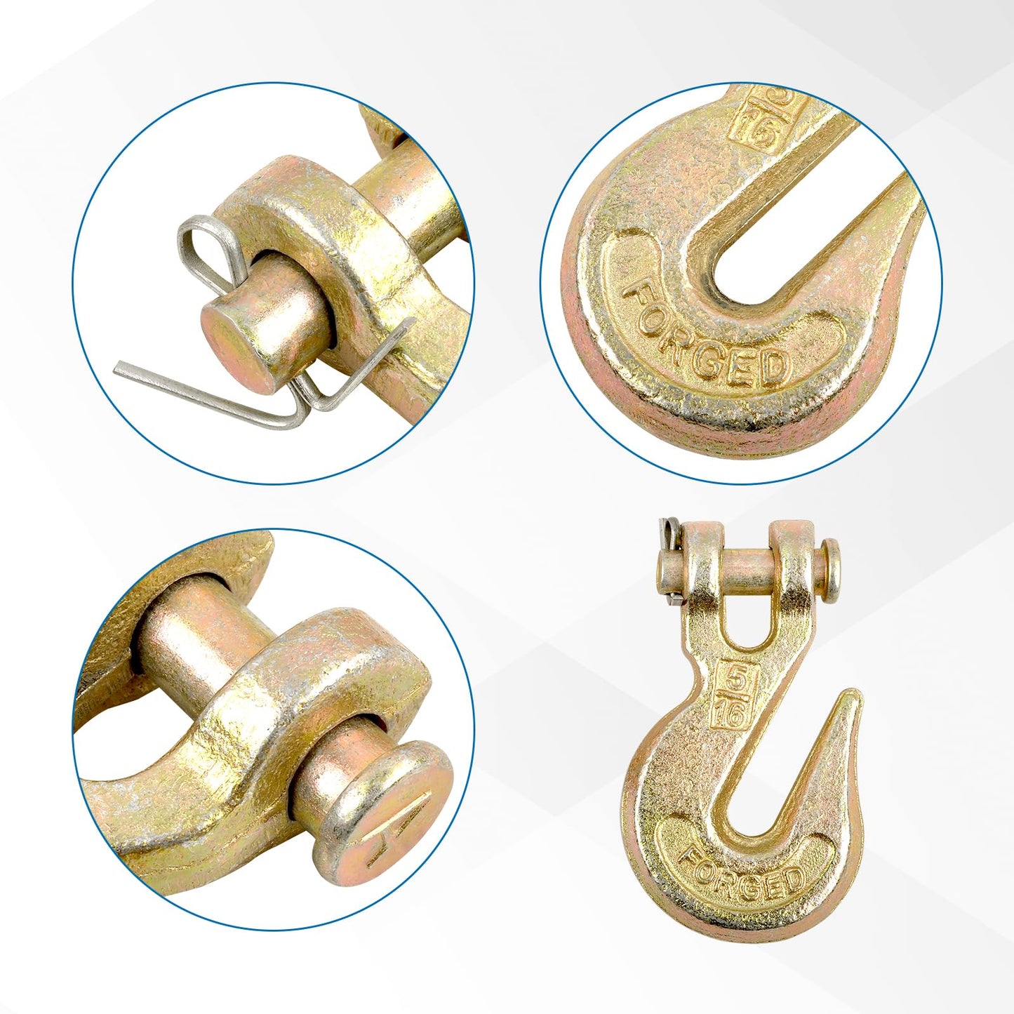TBAPFS 2Pcs 5/16 Inch Clevis Grab Hooks Grade 70 Chain Hook 5400 Lbs Working Load Limit for Trailer Truck Transport