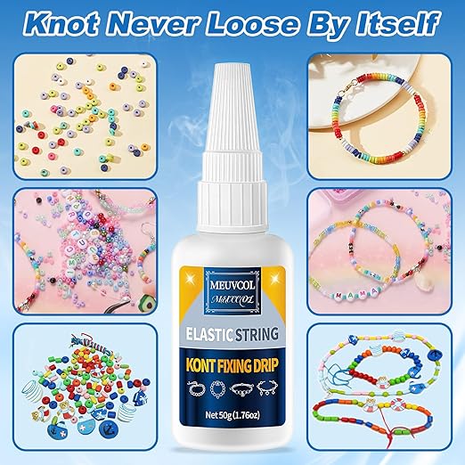Meuvcol Jewelry Bracelet Glue for Elastic String Knot, Punctuation Beads