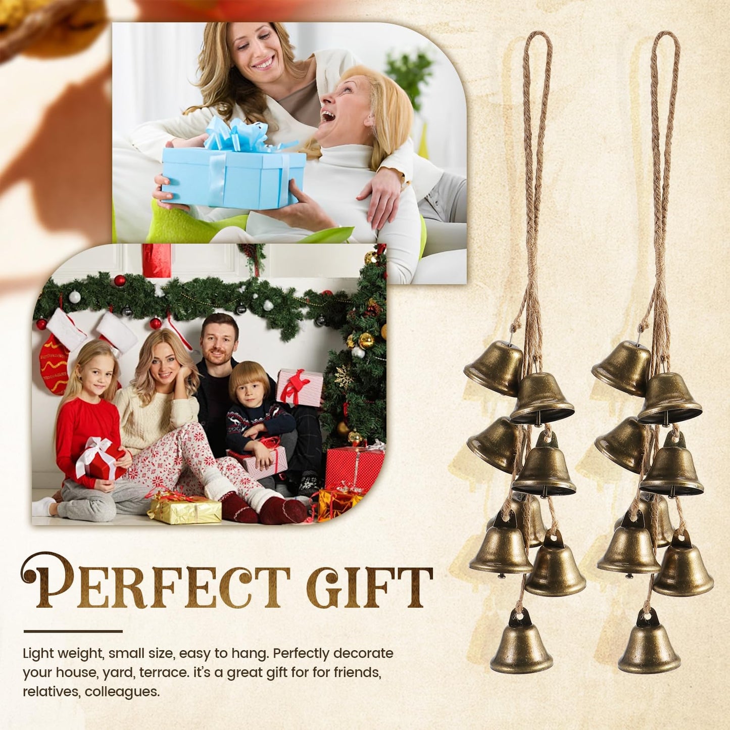 2 Pack Witch Bells Protection for Door Knob Outdoor Bells Hanging Wind Chimes Witchy Things Clear Negative Energy Witch Bells Set Wiccan Bell Witchy Gifts(Classic)