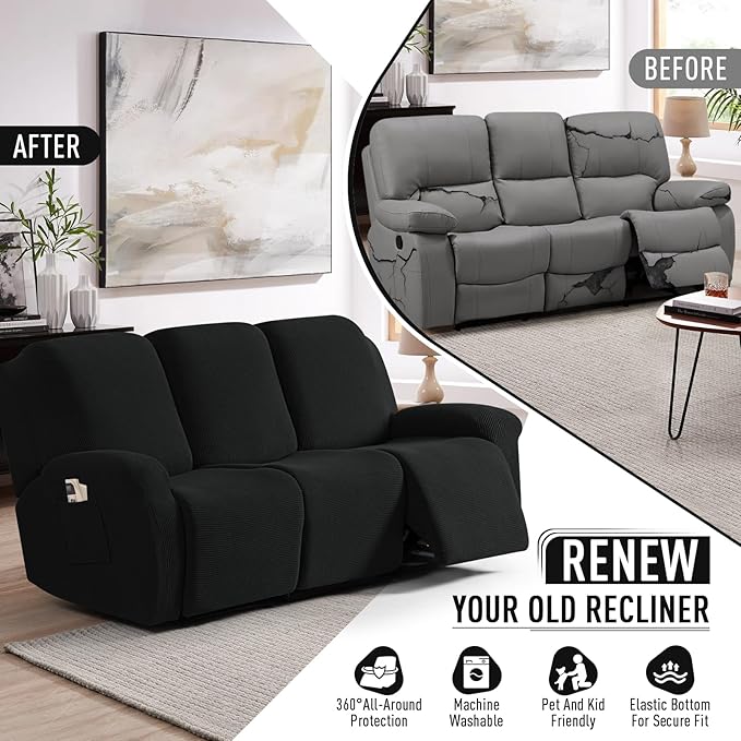 TAOCOCO Recliner Sofa Covers 8-Pieces Stretch Large Couch Covers