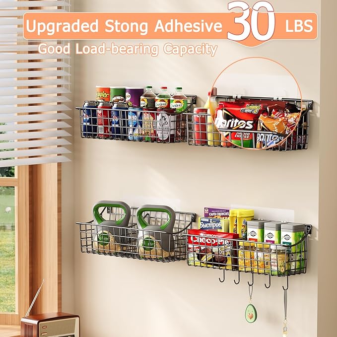 4 Pack EXTRA LARGE Hanging Wall Mount Storage Baskets