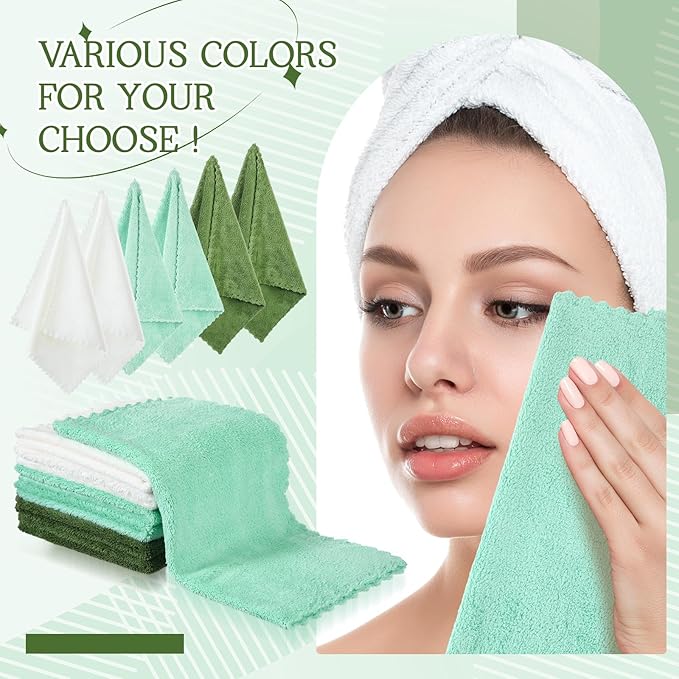 Syhood 12 Pieces Face Wash Cloth 12 x 12 in Makeup Remover Cloths Towel Coral