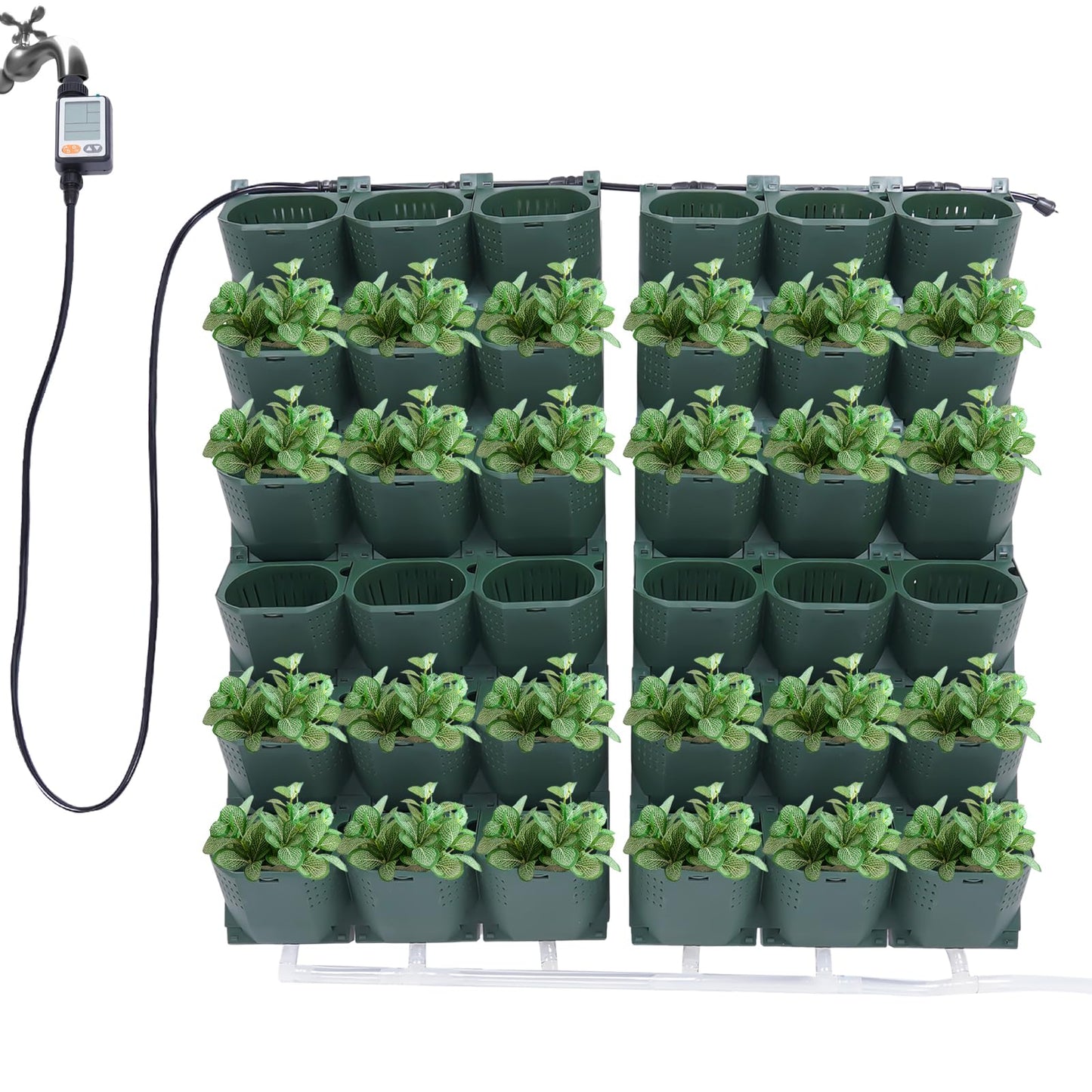 Self-Watering Vertical Garden Planter, Garden Growing System, Planters Self-Watering System, Wall Mounted Vertical Garden Planter, 36 Pots Flower holder for Indoor Herbs Vegetable Fruit, Green