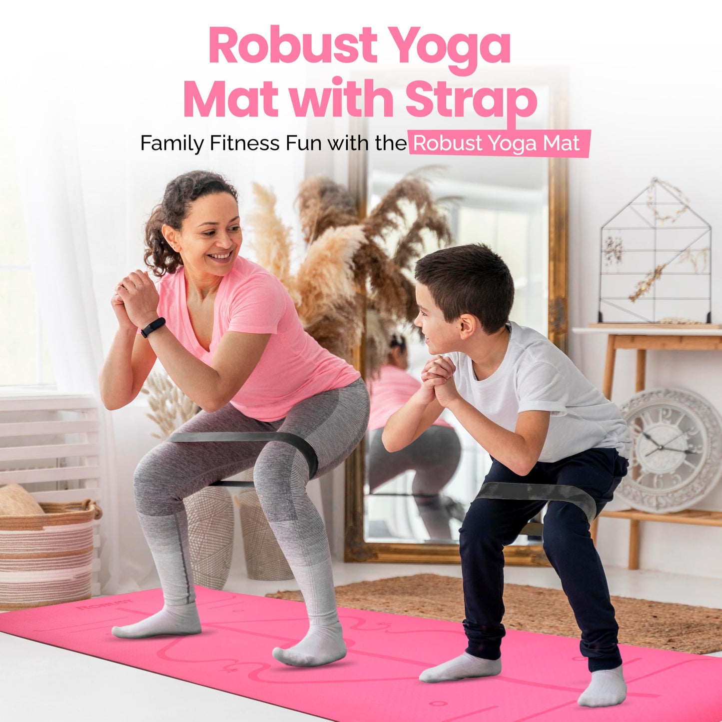 Robust Non-Slip Yoga Mat with Strap, 1/4" Thick TPE Eco-Friendly Workout Mat for Yoga with Position Lines and Texture Surface, Gym Mat for Women, Men, Pilates and Exercises Anti-Tear Sweat-Proof Exercise Mat