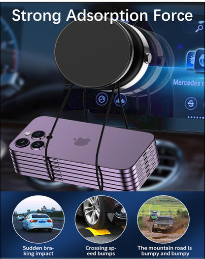 Electric Vacuum Suction Cup Magnetic Phone Mount, 360 Rotatable Magnetic Cell Phone Holder, Adjustable Hands-Free Portable for Magsafe iPhone Car Gym Mirror Smooth Surface(Black)