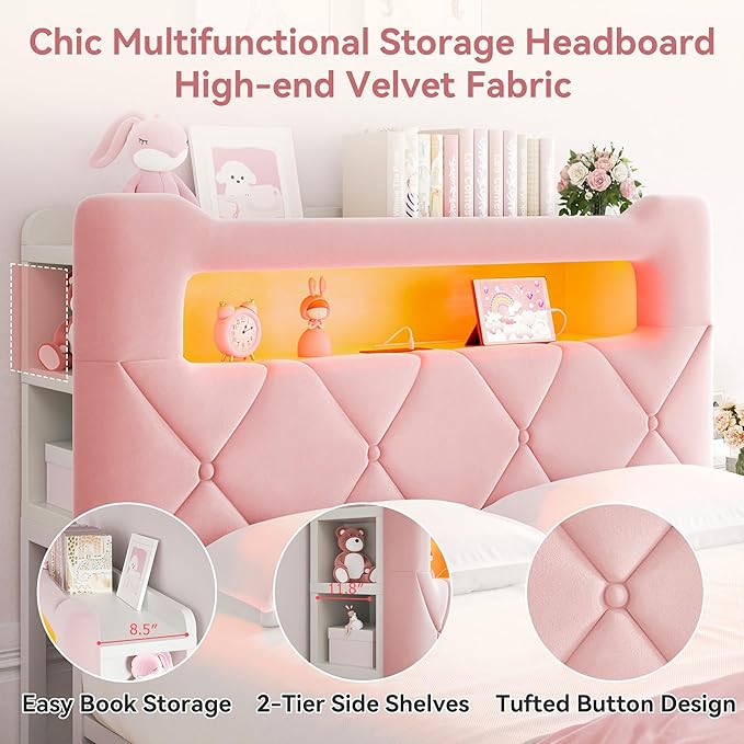 Queen Upholstered LED Bed Frame