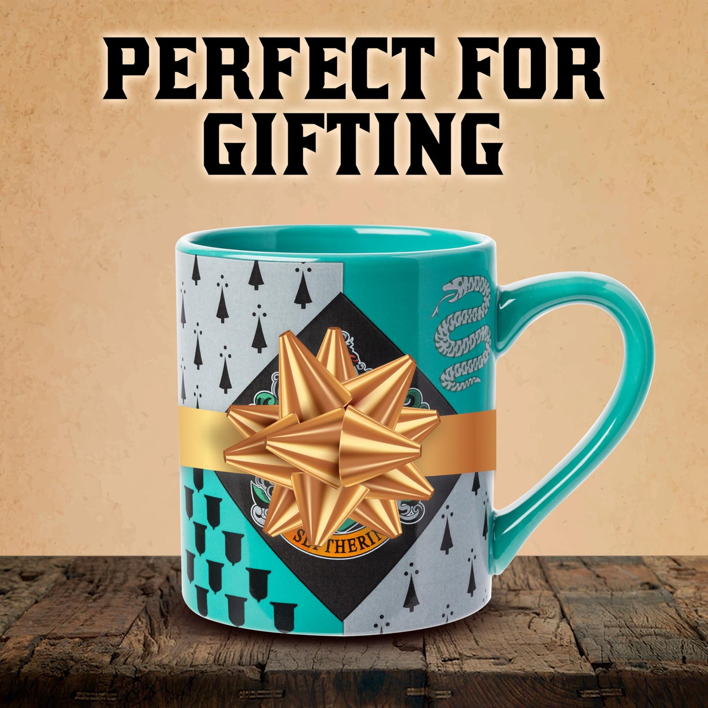 Silver Buffalo Harry Potter Hogwarts Slytherin House Crest Ceramic Mug, 14 Ounces