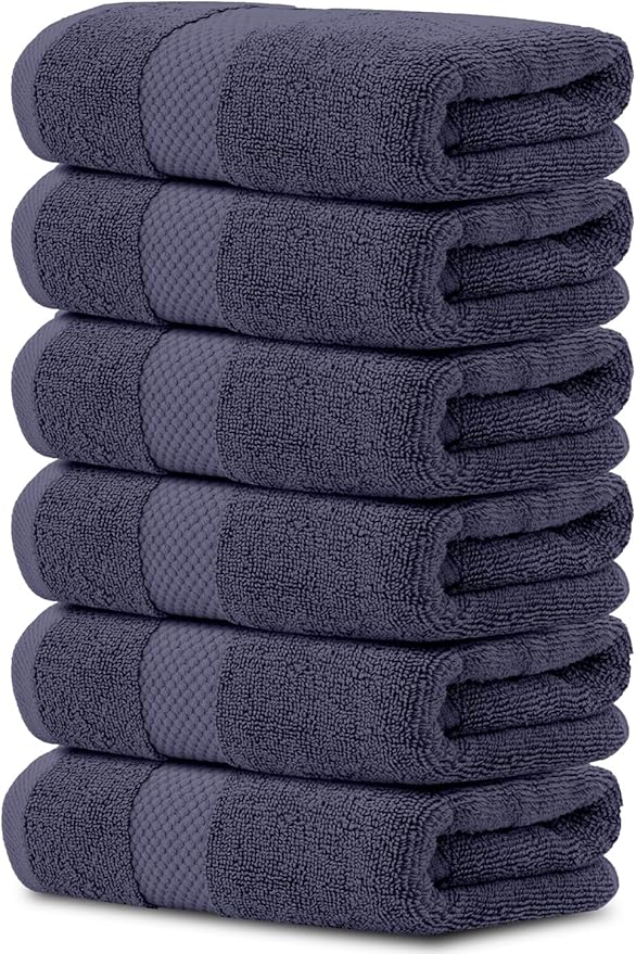 White Classic Luxury Navy Blue Hand Towels