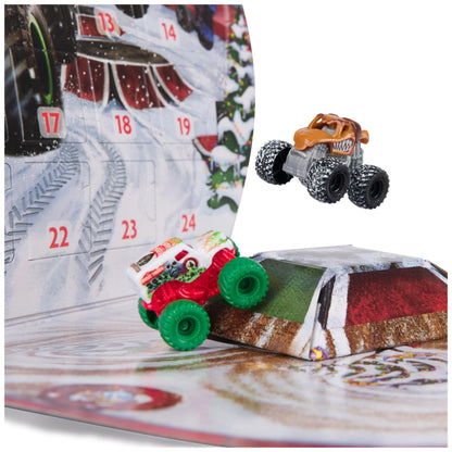 Monster Jam Mini Holiday Advent Calendar, 24 Days of Mini Monster Trucks and Accessories, 1:87 Scale, Kids Toys for Boys and Girls Ages 3 and up