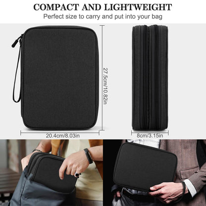 FYY Electronic Organizer, Extra Large Travel Cable Organizer Bag Pouch Portable Waterproof Double Layers All-in-One Storage Bag for iPad, Cable, Power Bank, Laptop Charger for Office/Home, Black