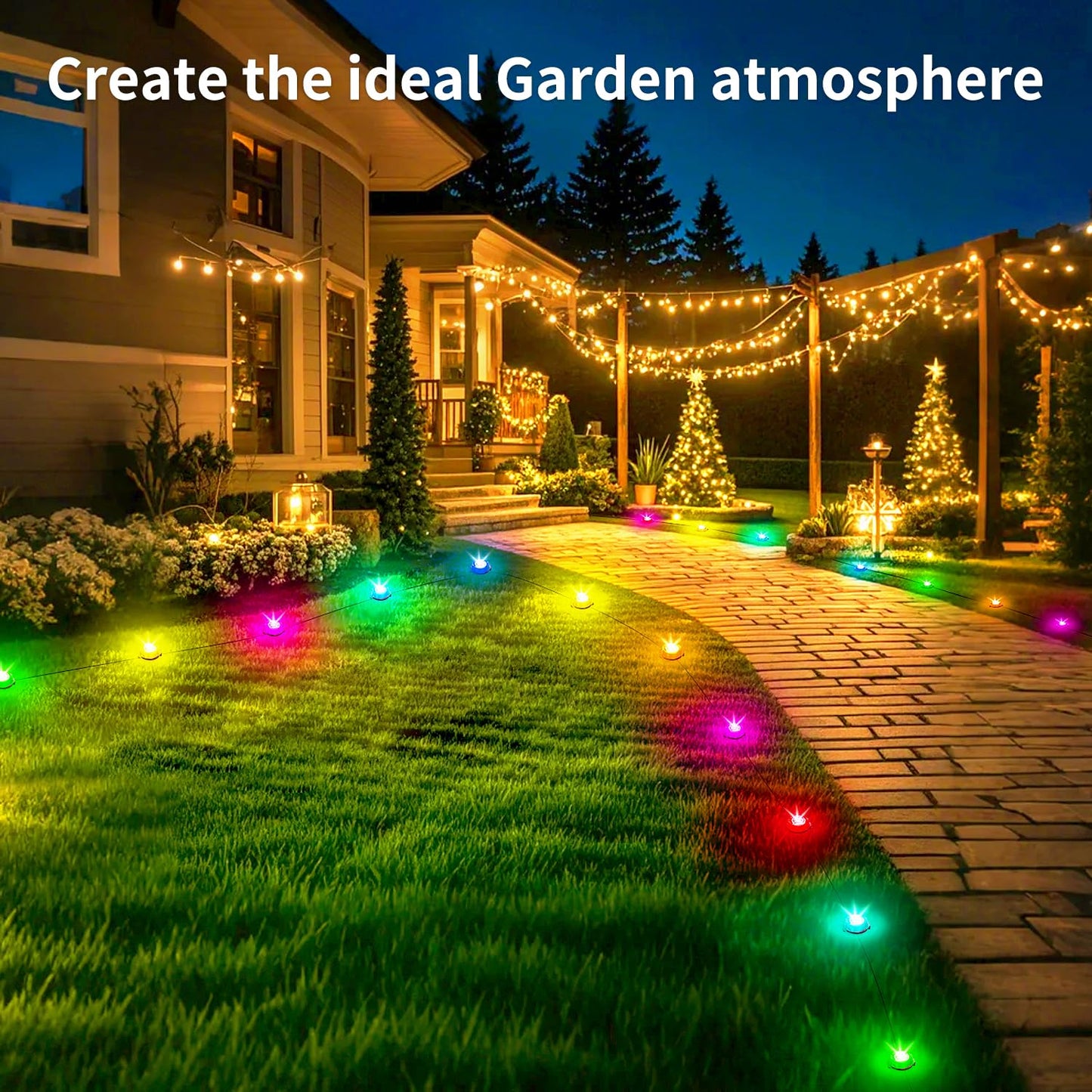 Rroetxi 32.8FT Permanent Outdoor Light, IP67 Waterproof LED Eaves Light, App/Remote Control Christmas Lights, Suitable for House，Patio Decor Garden Party Festival Decoration