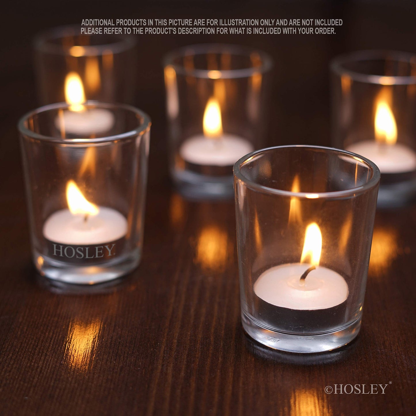 Hosley Set of 12 Glass Votive/Tealight Candle Holders – Clear Decorative Cups for Weddings, Table Centerpieces & Home Décor – Fits Tealight & Votive Candles