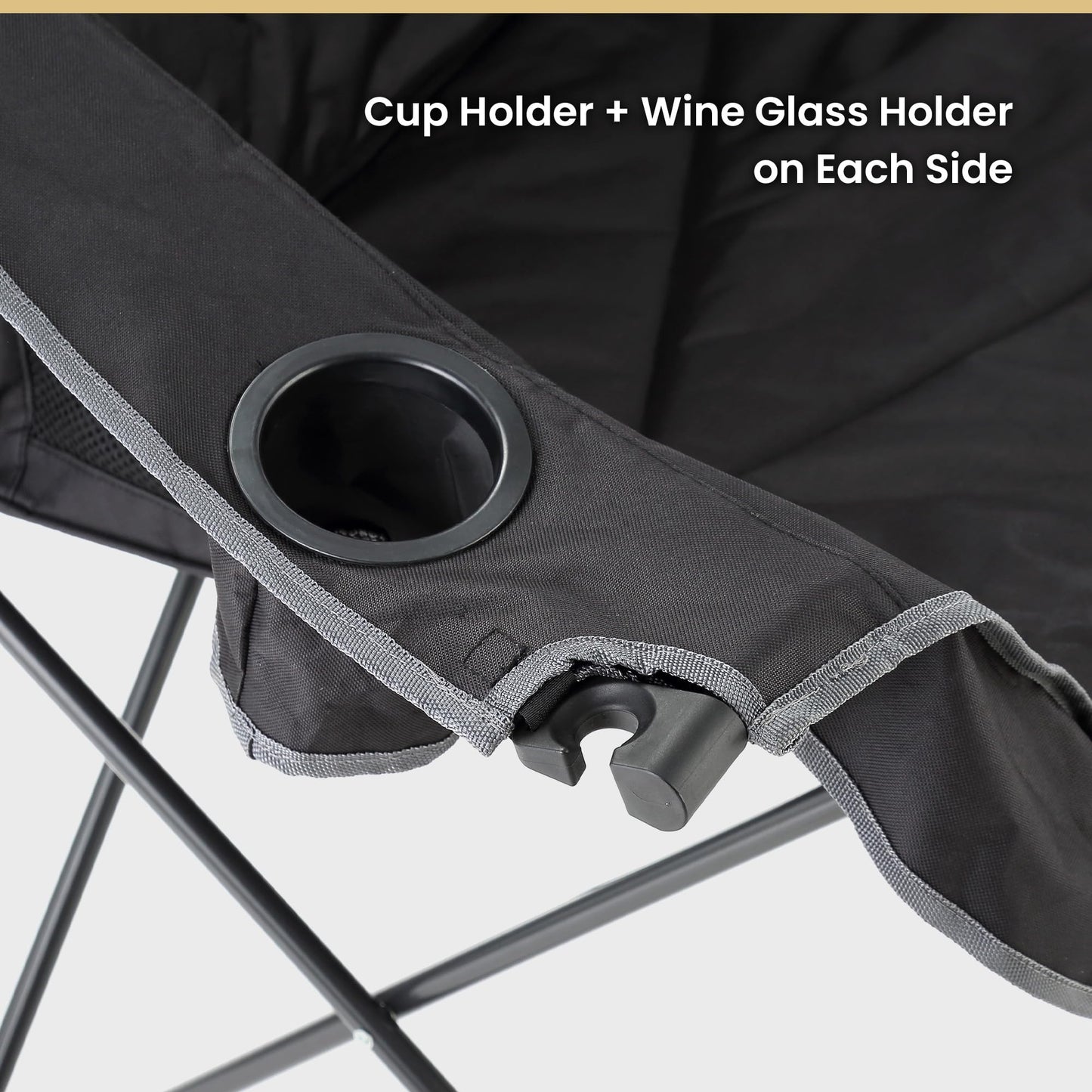 ARROWHEAD OUTDOOR 2-Pack Portable Folding Double Duo Camping Chair Loveseat w/ 2 Cup & Wine Glass Holder, Carrying Bag, Supports up to 650lbs