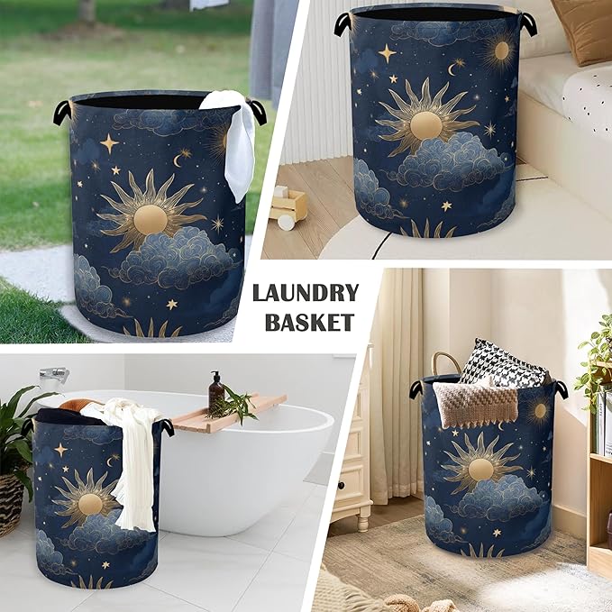 Sun Moon Stars Laundry Basket, Oxford Cloth Laundry Hamper