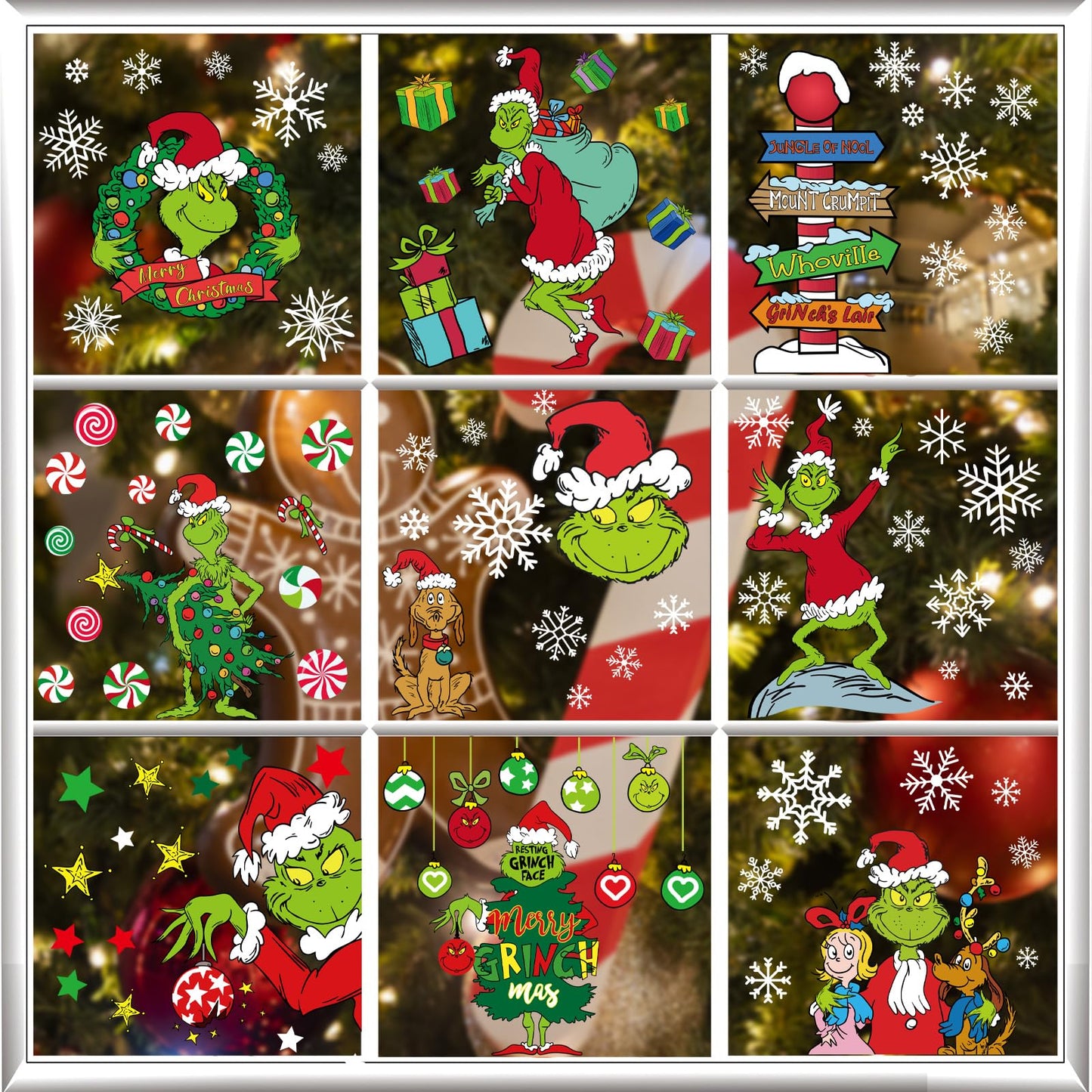 100 PCS Christmas Window Clings – Snowflake Window for Glass Windows, Double-Sided Reusable Static Christmas Decals for Winter Wonderland Decorations (9 Sheets)