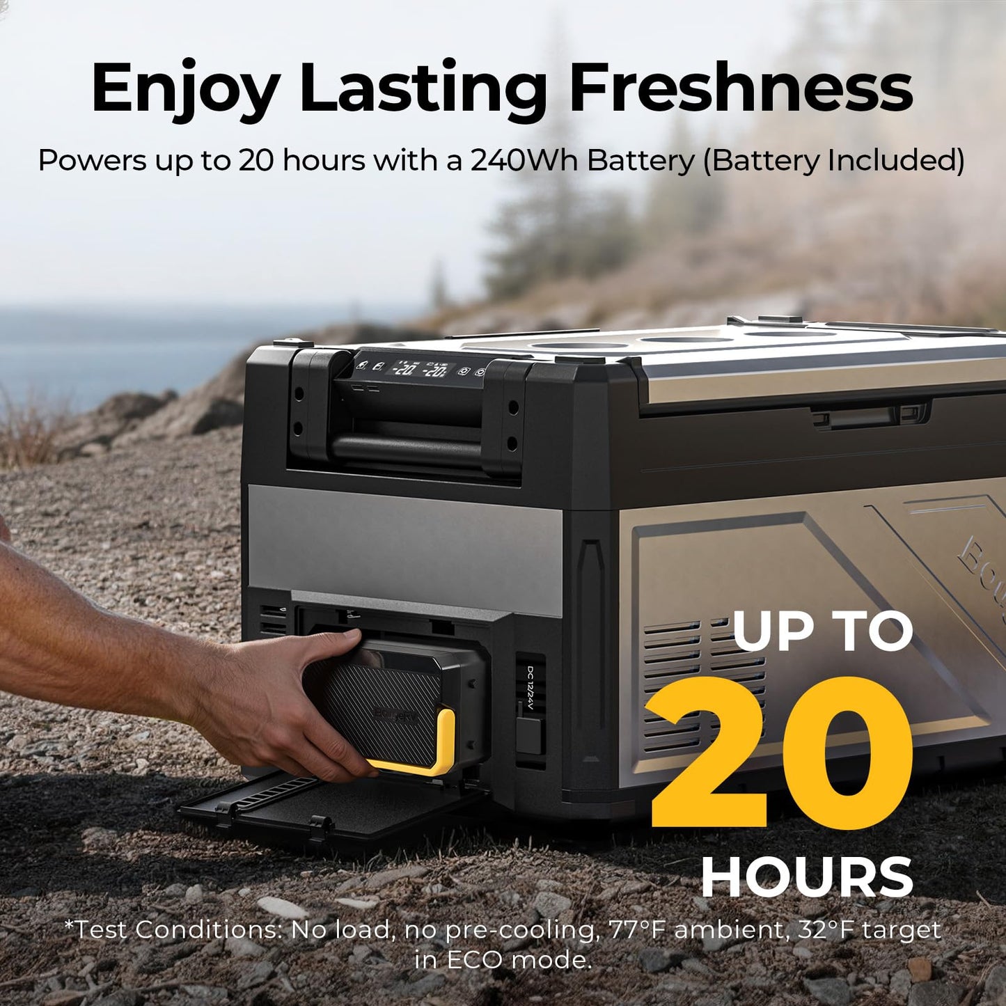 BougeRV 41 Quart Rocky V3.0 12 Volt Portable Refrigerator with 240Wh Battery, Dual Zone Car Fridge Freezer, APP Control, Compressor Cooler for Overlanding, Camping, Travel, RV, Truck(2026 New Model)