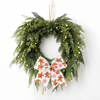 Meseey 12 Pcs Gingerbread Man Bow Ornaments 6 Inch Large Brown and White Christmas Tree Bows for Xmas Garland Wrapping Holiday Party Decor