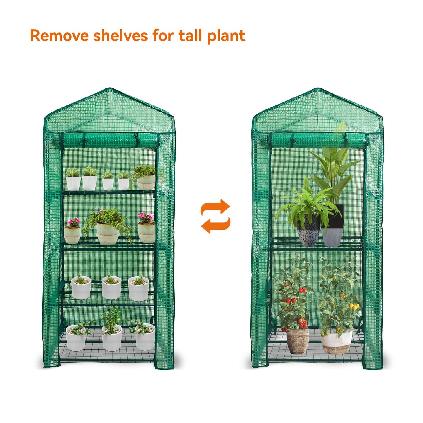 Mini Greenhouse for Outdoor Indoor,4 Tier Small Portable Green Houses with Improved PE Cover,Roll-up Zipper Warm House,Grow House for Seedling and Plant Growing (64x27x20inch),Green