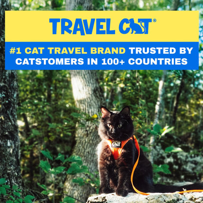 Travel Cat Harness and Leash Set - Adjustable Fit Mesh Cat Harness and Reflective Strap - Comfort Walking Vest for Kitten for Outdoor Walking, Hiking (Medium, Orange)