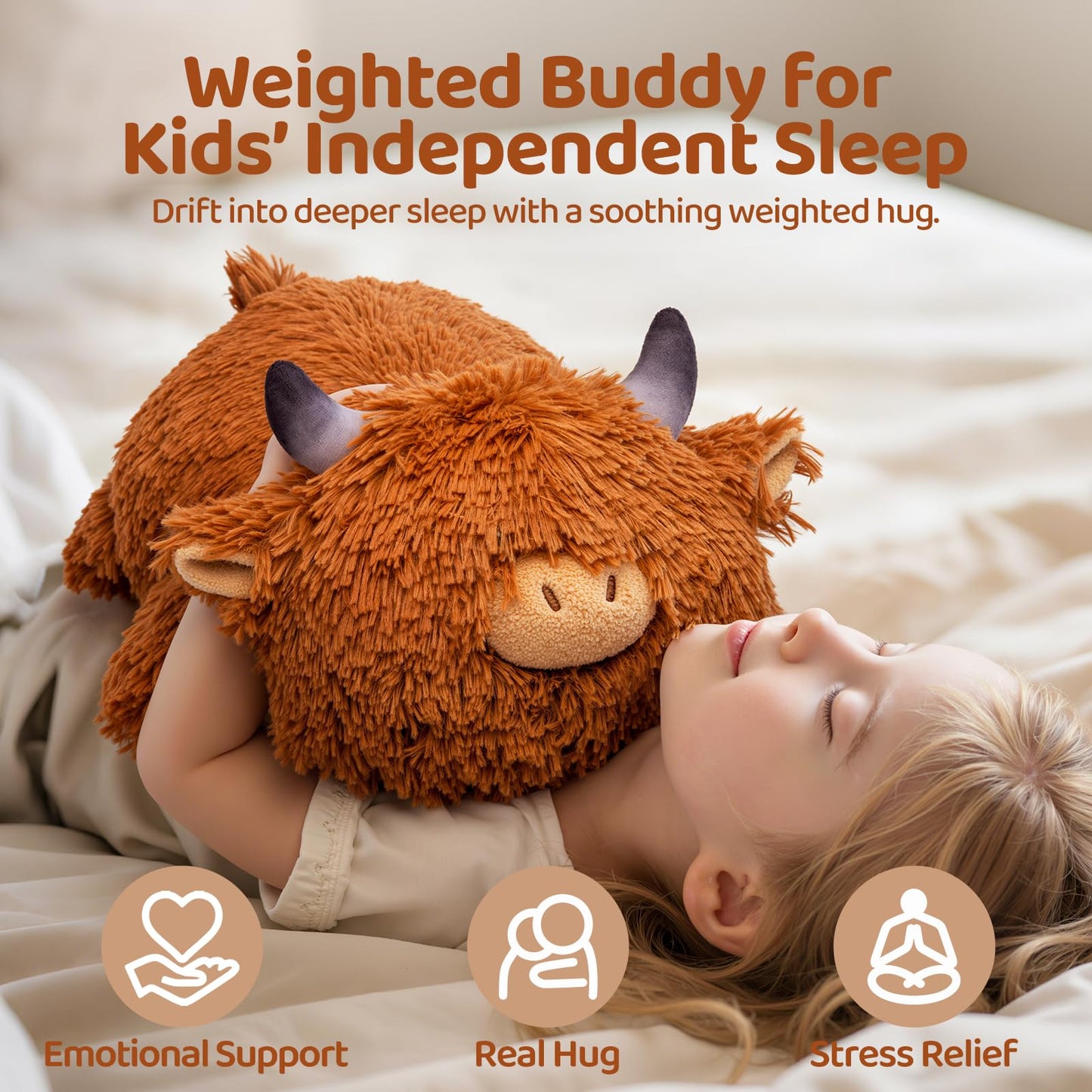 Mewaii Weighted Highland Cow Plush,4.0Lbs Weighted Stuffed Animal Pillow for Kids, Soft Weighted Anxiety Plush Toy Birthday Gifts for Women Girls and Females (23 inch)