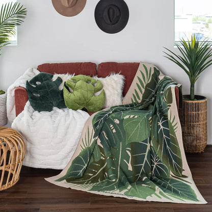 Green Philosophy Co. Monstera Leaf Pillow - Mossy Earth - Large Soft Plant-Shaped Plush Cushion for Couch, Bed, or Reading Nook - Cute & Unique Nature-Inspired Decor Super Soft & Cuddly Throw Pillow