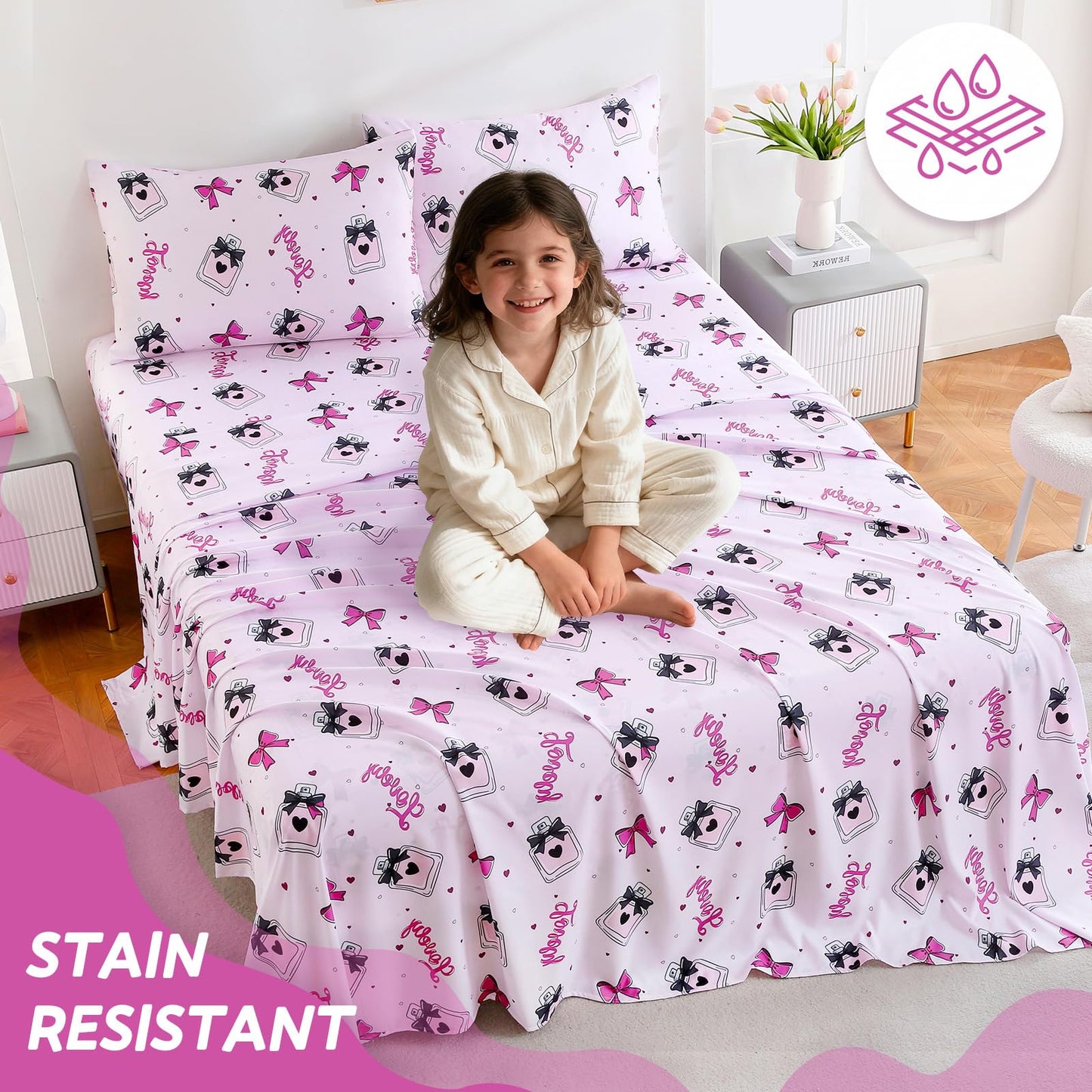 ChicView Full Sheet Set Kids,4 Pieces Breathable Soft Microfiber Bedsheets for Child Boys Girls, Anti Pilling Deep Pockets Easy Care Bed Sheets, Perfume