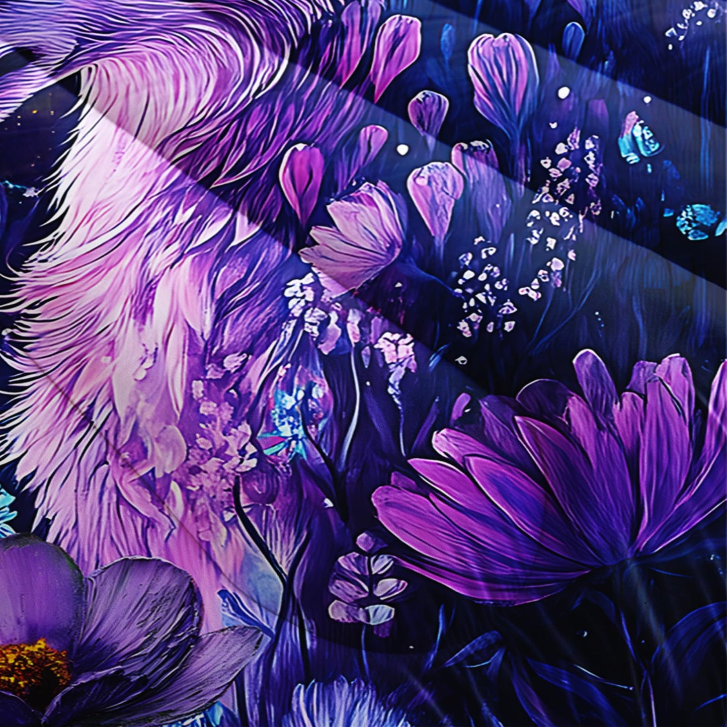 lneffble Purple Wolf Bedding Comforter Set Full Size，Dreamcatcher Flower Quilt Bedding Set Full，with 1 Comforter with 2 Pillow Case，Wolf Bedroom Decor for Kids Girls Boy