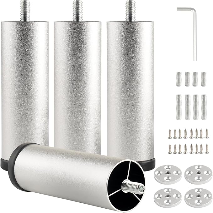 Furniture Support Legs Silver 4.7 Inch Couch Legs Screw in M8 Replacement End