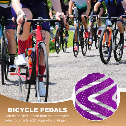 PATIKIL Bike Pegs Fit 3/8 Inch Axles, 2 Pack Aluminum Alloy Anti-Skid Lead Foot Small Bicycle Peg Back Seat Stands with Stripe for BMX Mountain Dirt Bike Cycling Rear, Purple