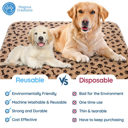 MAGNUS CREATIONS: Reusable Puppy Training Pads, (3-Pack) Washable Dog Pads, Very Absorbent Pet Mat Pee Pads for Dogs, Quick Drying Pads for Travel, Car, Home, Medium and Large Dogs (76 x 91 cm)