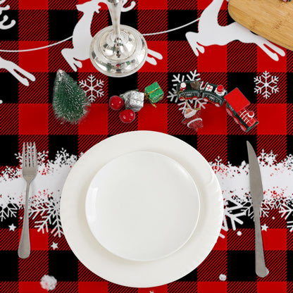 cusugbaso Christmas Tablecloth 60x120 Inches - Red Truck Party Decorations for Home - Christmas Table Cloth for Rectangle Table Xmas Holiday Buffalo Plaid Xmas Decor for Kitchen, Home