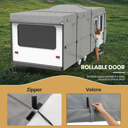 Leader Accessories Windproof RV Cover 27' -30' Travel Trailer Cover Extra Thick Camper Cover - Anti-uv & Ripstop with 4 Tire Covers, Adhesive Repair Patches