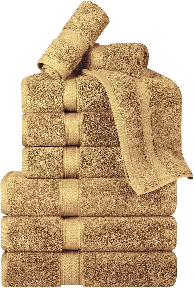 Superior Egyptian Cotton Pile 9 Piece Towel Set, Includes 3 Bath, 3 Hand